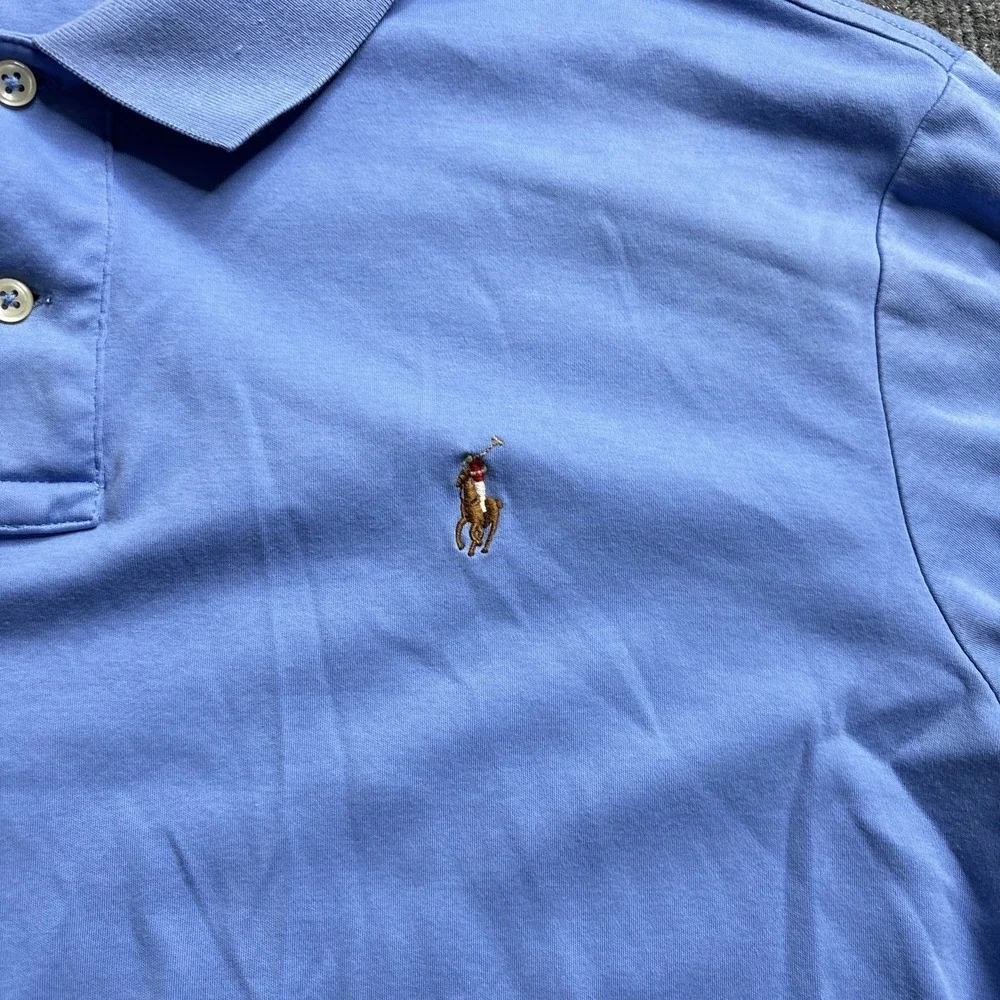 Polo Ralph Lauren Men's XL Short Sleeve Shirt Pima‎ Soft Touch Blue Flesh Pony